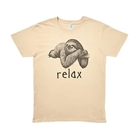 Women's 'Relax' Sloth Screen-Printed Tan Tee, X-Large