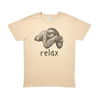 Women's 'Relax' Sloth Screen-Printed Tan Tee, 2X