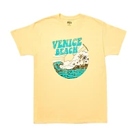 Women's 'Venice Beach' Sunny Waves Screen-Printed Butter-Yellow Tee, 2X