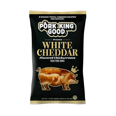 Pork King Good Flavored Pork Rinds, White Cheddar, 1.75 oz