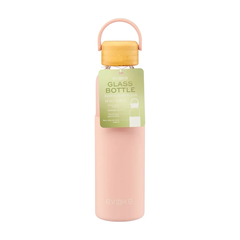 Evoke Glass Bottle with Lid, 18 oz, Assorted