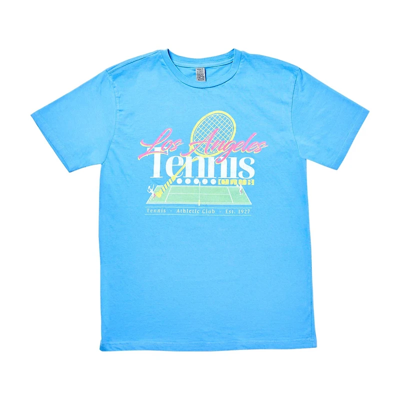 Women's 'Los Angeles Tennis Club' Screen-Printed Blue Tee, Medium