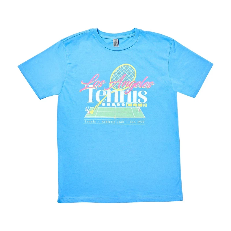 Women's 'Los Angeles Tennis Club' Screen-Printed Blue Tee, Large