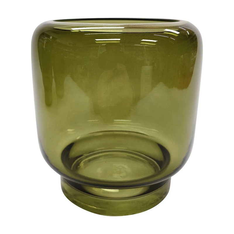 Wide Glass Vase, Green