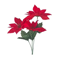 Christmas Artificial Poinsettia Flower Bunch, Red