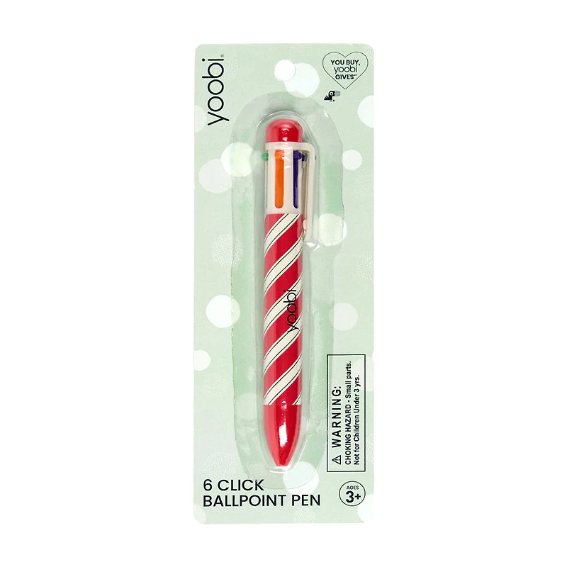Red Candy Cane Clicking 6-Ink Ballpoint Pen