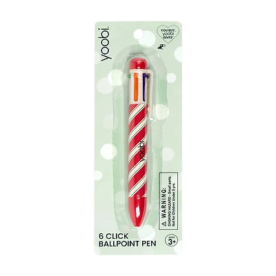 Red Candy Cane Clicking 6-Ink Ballpoint Pen