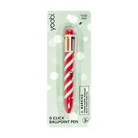 Red Candy Cane Clicking 6-Ink Ballpoint Pen