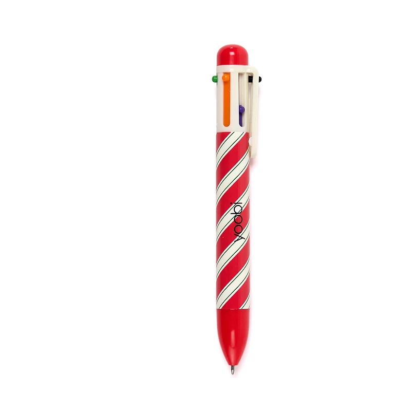 Red Candy Cane Clicking 6-Ink Ballpoint Pen