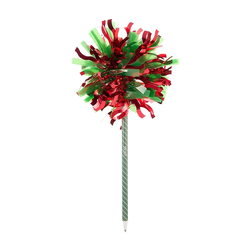 Red & Green Pom Pom Confetti Pen