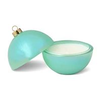 Ice Blue Iridescent Glass Ornament Candle, White Birch & Mint, 6.5 oz