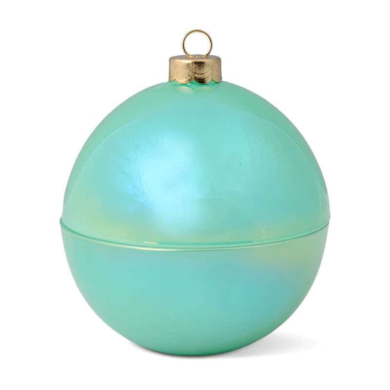 Ice Blue Iridescent Glass Ornament Candle, White Birch & Mint, 6.5 oz