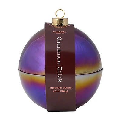 Iridescent Glass Ornament Candle, Cinnamon Stick, 6.5 oz