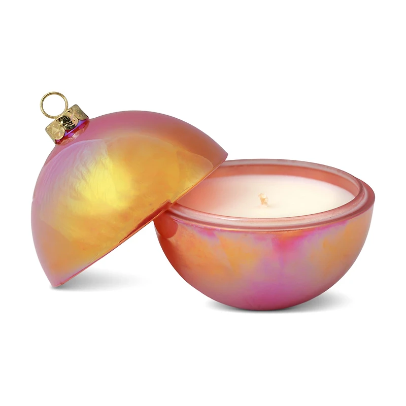 Iridescent Glass Ornament Candle, Pomegranate & Spruce Scent, 6.5 oz