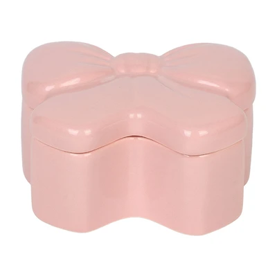 Ceramic Bow Jar, Pink, 5.5 in