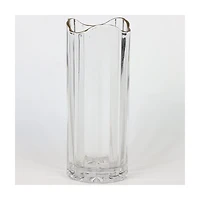 Ribbed Waved Edge Glass Vase, 11.6 in