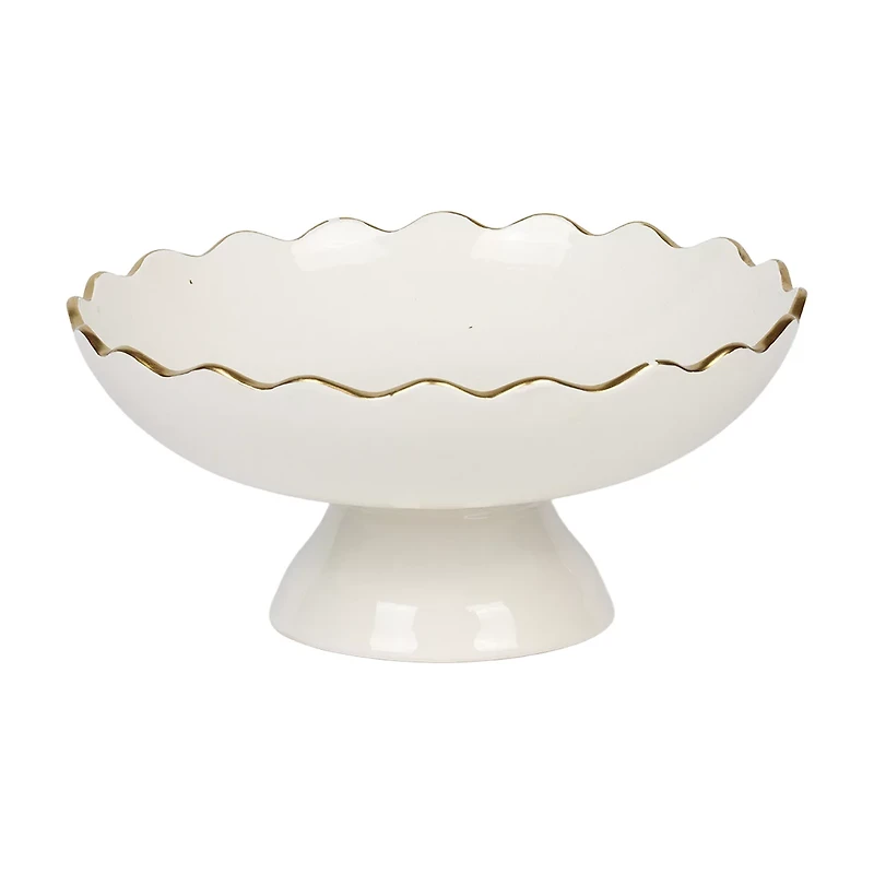 Ceramic Gold Rim Bowl, White