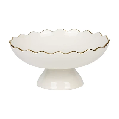 Ceramic Gold Rim Bowl, White