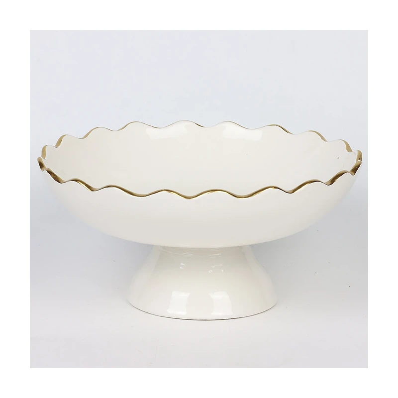 Ceramic Gold Rim Bowl, White