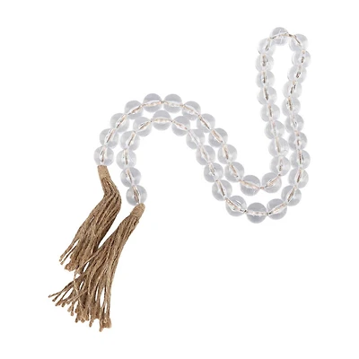 Clear Beads String Garland with Tassels, 46 in