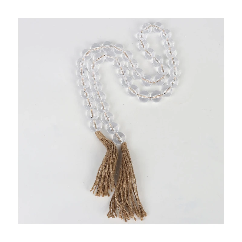 Clear Beads String Garland with Tassels, 46 in
