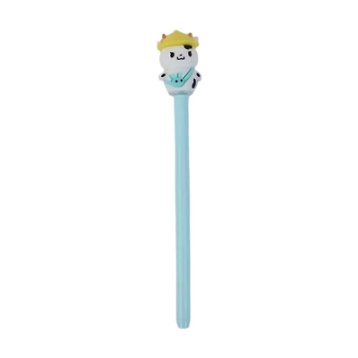 Blue, White and Yellow Cow Plastic Novelty Pen, 7 in