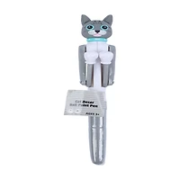Gray and White Cat Boxer Plastic Novelty Pen, 7 in