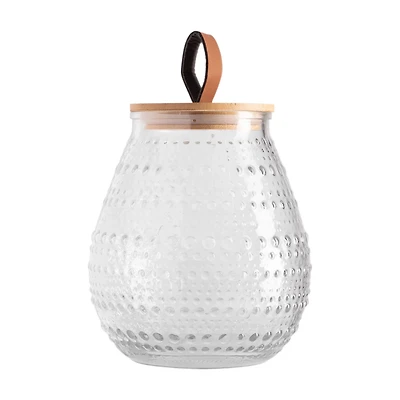 Clear Glass Canister with Bamboo Lid, 64 oz