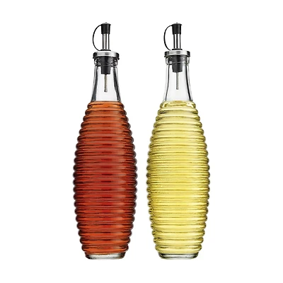 Ribbed Glass Oil & Vinegar Set