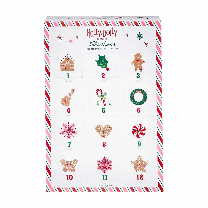 Dolly Parton Holly Dolly 12 Days of Christmas Scented Candle Advent Calendar, 1.2 oz Glass Votives, 12 ct