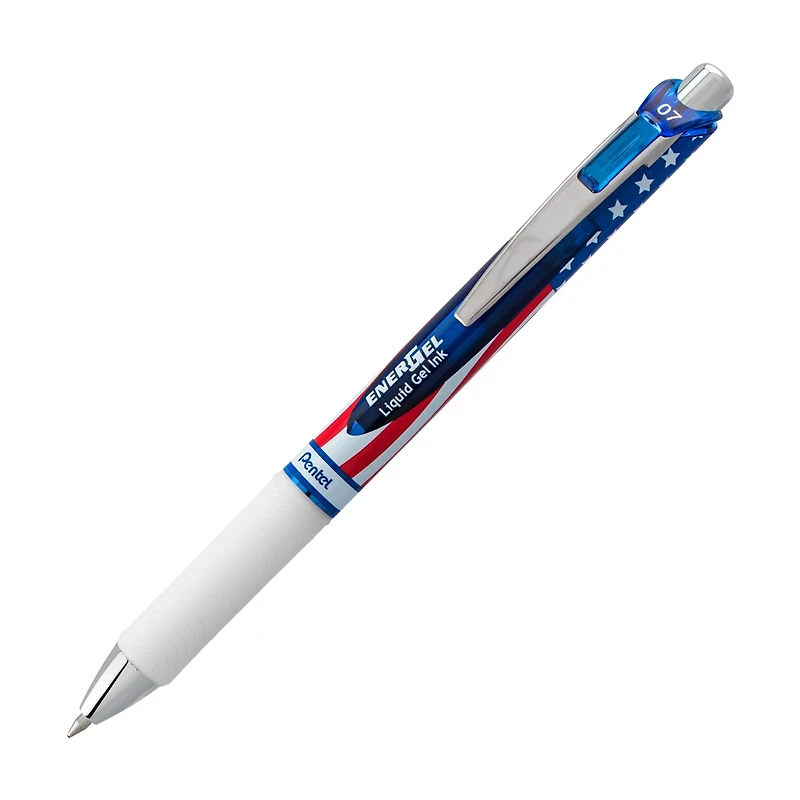 Pentel Stars and Stripes EnerGel RTX Retractable Liquid Gel Pen, 0.7mm, Black