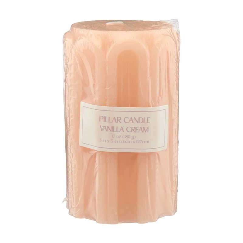 Vanilla Cream Scented Pillar Candle, 3 in x 5 in