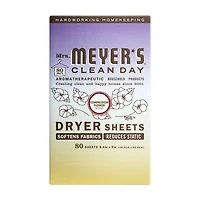 Mrs. Meyer's Clean Day Dryer Sheets, Compassion Flower Scent, 80 Count
