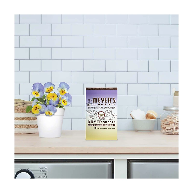 Mrs. Meyer's Clean Day Dryer Sheets, Compassion Flower Scent, 80 Count