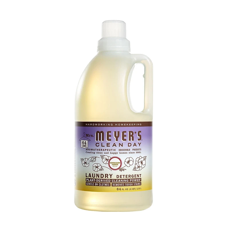 Mrs. Meyer's Clean Day Laundry Detergent, Compassion Flower Scent, 64 Ounce Bott