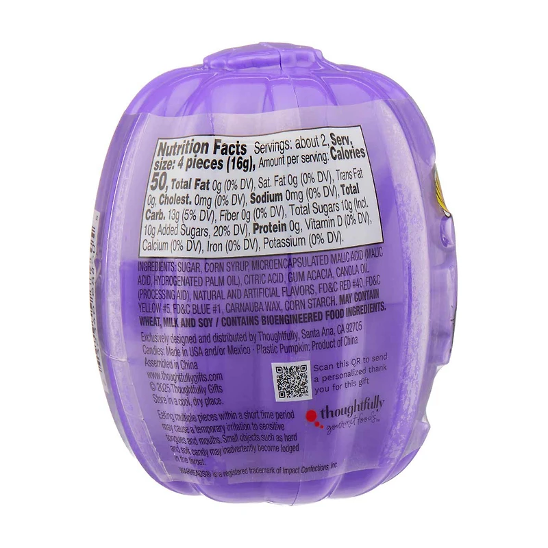 Halloween 3D Pumpkin Extreme Sour Warheads Candy, 1 oz, Assorted