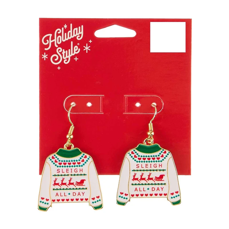 Christmas Ugly Sweater Drop Earrings
