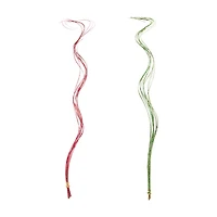 Holiday Glittered Curly Branch, Red & Green