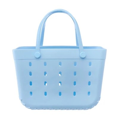 Large Rubber Washable Beach and Pool Tote Bag, Blue