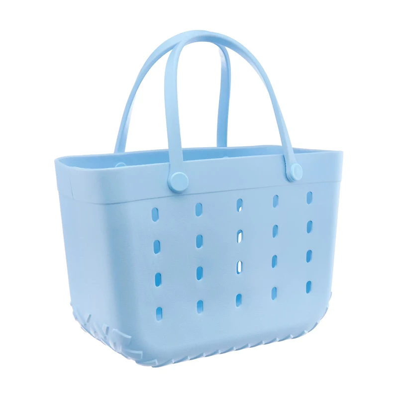 Large Rubber Washable Beach and Pool Tote Bag, Blue