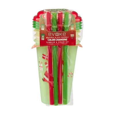 Evoke Christmas Color Changing Tumbler & Straw Set