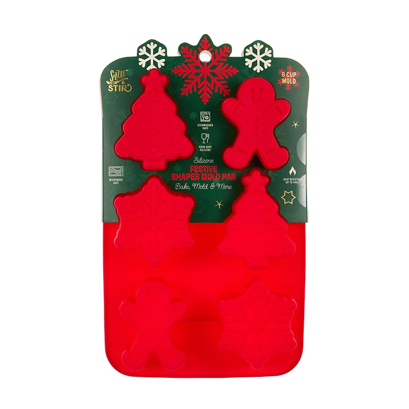 Sizzle & Stir Six Festive Shapes Silicone Mold Pan