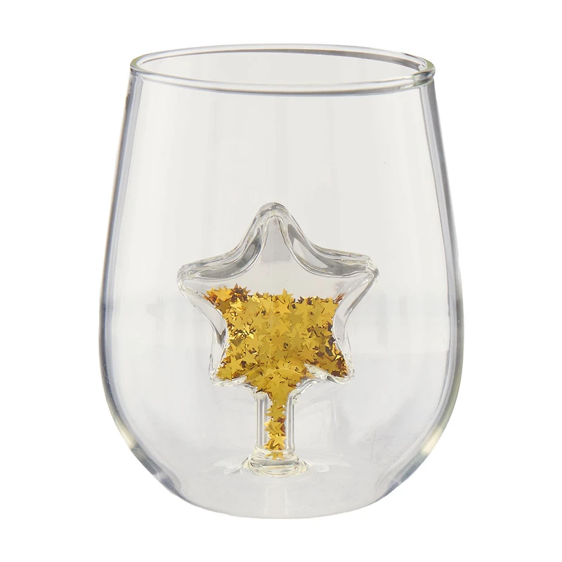 Christmas Glitter Wine Glass, Star