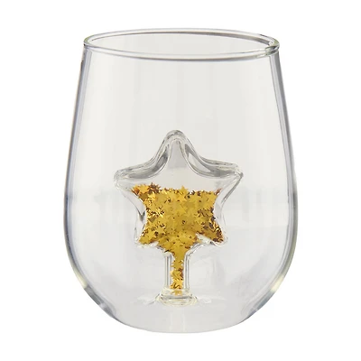 Christmas Glitter Wine Glass, Star