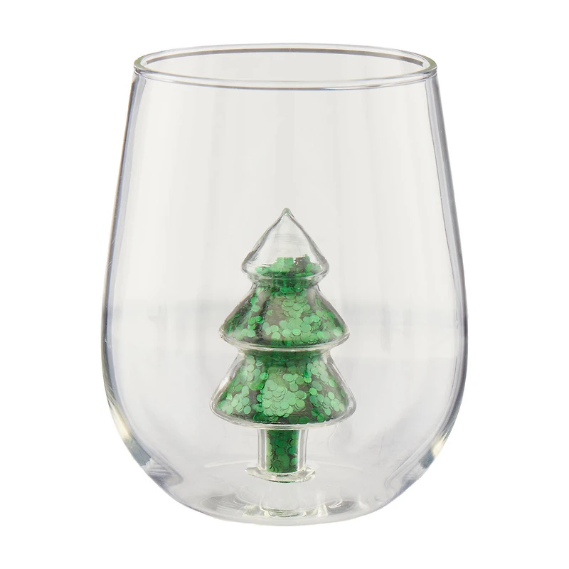 Christmas Glitter Wine Glass, Christmas Tree