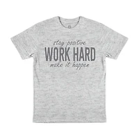 Women's Gray Work Hard Short Sleeve T-Shirt, Large