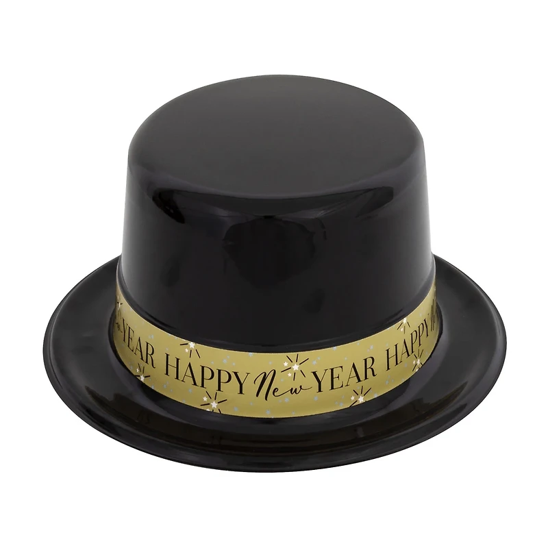 New Year Sparkle "Happy New Year" Plastic Top Hat
