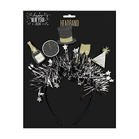 Black New Year Party Headband with Tinsel