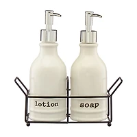 Soft White Lotion and Soap Dispenser Set