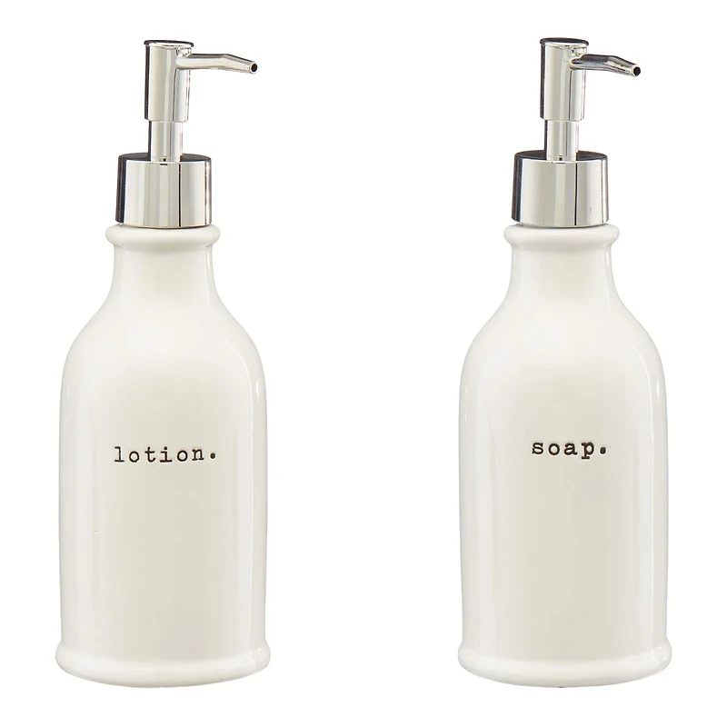 White Soap Dispenser Set with Matching Caddy, 3 pc